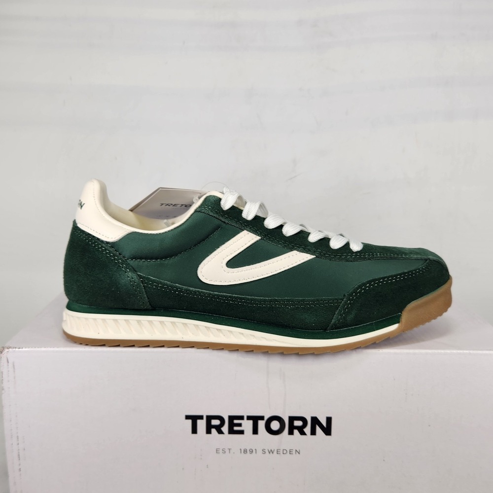 Tretorn Rawlins 2.0 Sneakers Women Size 7.5 Green Suede Textile Lace Up Low Top